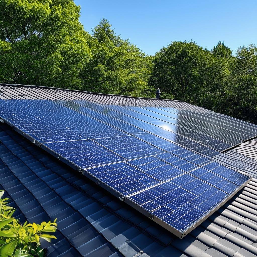 Solar panels on a home saving money, creating energy, and reducing electricity costs